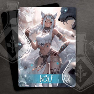 WOLF Token für TKG - Full Custom Art - Rot - Wunderschöne Silber She Wolf