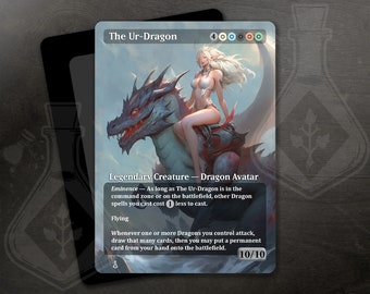 The Ur-Dragon - Gorgeous Alternate Full Custom Art - Gold and Silver - Dragon queen on riding her dragon