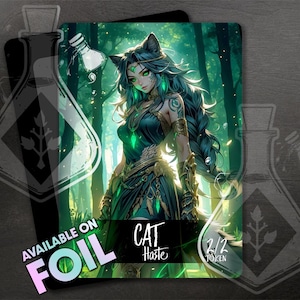 CAT-token met haast voor TCG - Full Custom Art - Anime Waifu - Exquisite Feline Tribe: Radiant and Serene