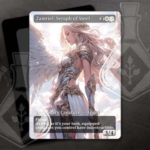 Zamriel, Serafín de Acero - Increíble arte alternativo completo personalizado - Hermoso ángel de plata de acero Waifu