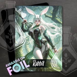 RABBIT TOKEN - Arte personalizada completa - Anime Waifu - Lindo coelho com espada
