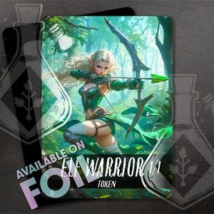 ELF Warrior-token voor TCG - Full Custom Art - Anime Waifu - Serene Warrior: The Elf's Graceful Defiance
