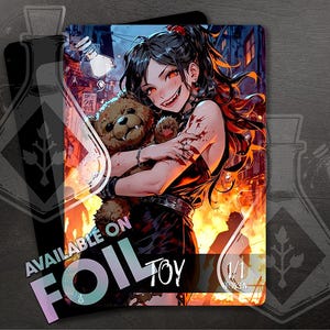 TOY TOKEN  - Full Custom Art - Wings - Anime Waifu - Charming Dark Plaything: Mischief Meets Malice