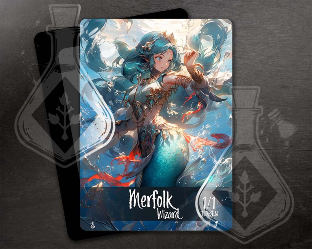 Merfolk Wizard Token for TCG - Full Custom Art - Enigmatic Seafarer ...