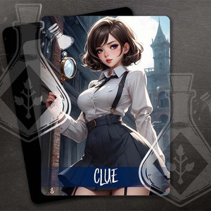 Token CLUE para TCG - Arte personalizado completo - Anime Waifu - Elegant Lady descubre una pista