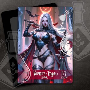 Vampire Rogue - Lifelink - Token para TCG - Arte personalizado completo - Encantador ladrón de sangre: La elegancia oscura de Vampire Rogue - Anime waifu