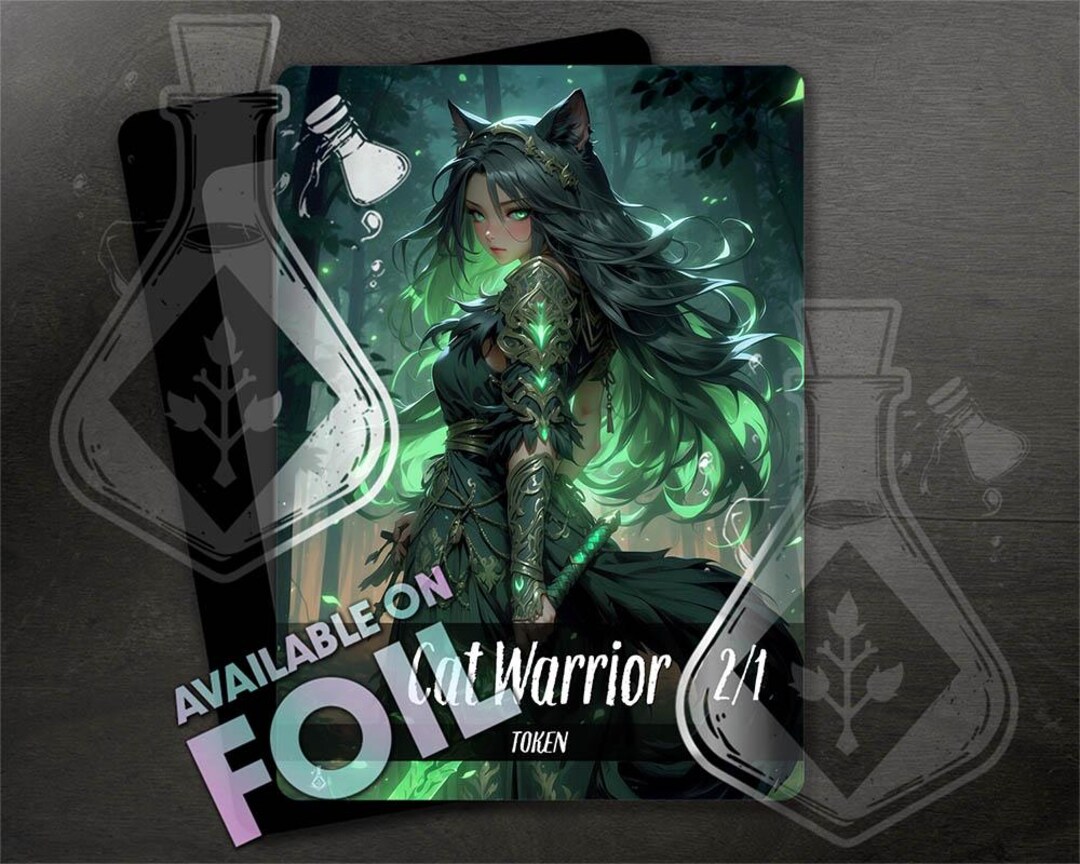 Cat Warrior TOKEN With 2/1 - Gorgeous Full Custom Art - Anime Waifu ...