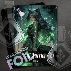 Cat Warrior TOKEN with 2/1 - Gorgeous Full Custom Art - Anime Waifu - Elegant Feline Fighter: Strength in Style