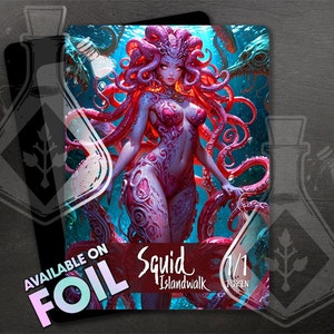 Squid Token for TCG - Full Custom Art Token - Anime Waifu - Elegant Squid Monarch: Beauty Beneath Waves