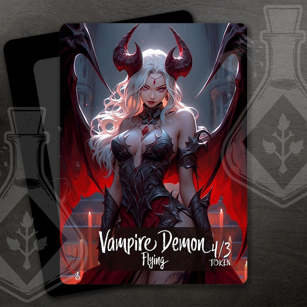 Vampire Demon Token for TCG - Full Custom Art - Waifu Anime Gorgeus Demonic Queen