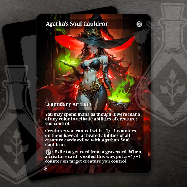 Agatha's Soul Cauldron - Gorgeous Alternate Full Custom Art - IN Moonlight, a Sweet Witch Brews Enchantment in her Cauldron - Anime waifu