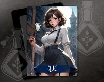 CLUE Token for TCG - Full Custom Art - Anime Waifu - Elegant Lady Discovers a Hint