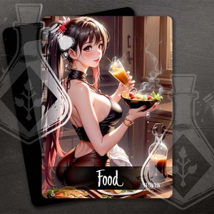 FOOD Token para TCG - Arte personalizado completo - Anime waifu comiendo y bebiendo