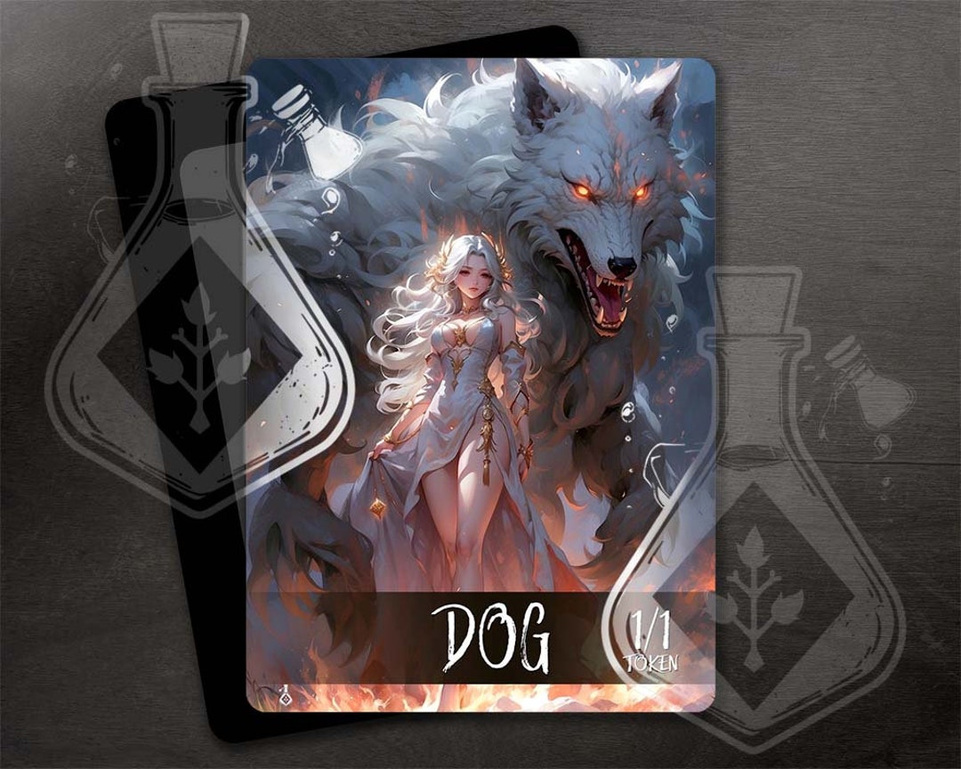 DOG - Token for TCG - Full Custom Art - White Dog and Her Goddess ...