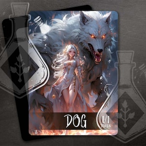 DOG - Token voor TCG - Full Custom Art - Witte hond en haar godin, anime