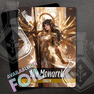 The Monarch TOKEN - Full Custom Art - Wings - Anime Waifu token - Dazzling Golden Seraph: Celestial Brilliance Personified