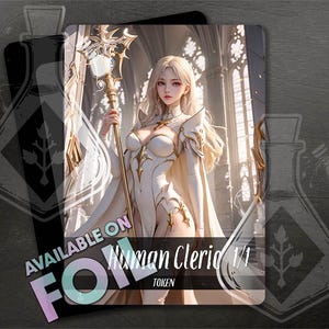 Clerc humain jeton 1/1 - art personnalisé magnifique - anime Waifu - clerc angélique : gracieux guérisseur des royaumes