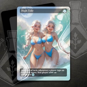 High Tide - prachtige alternatieve volledig aangepaste kunst - Serenity and Beauty: Twins Adorn the Beach - Anime Waifu