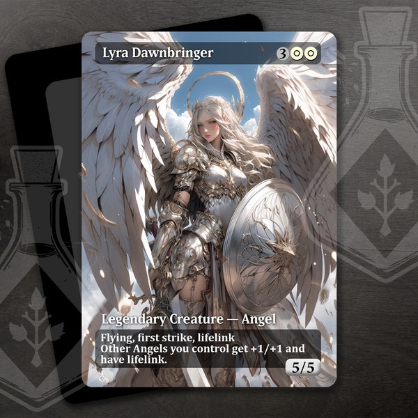 Lyra Dawnbringer - art personnalisé complet alternatif incroyable - magnifique épée et bouclier d'ange