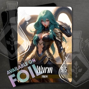 WURM TOKEN 5/5 - Gorgeous Full Custom Art - Anime Waifu - Celestial Wurm Queen: Beauty in Dominion