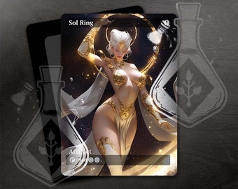 Sol Ring - Gorgeous Alternate Full Custom Art - Beautiful Goddess in gold metallic robes