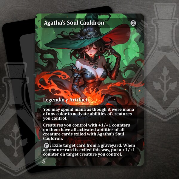 Agatha's Soul Cauldron - Gorgeous Alternate Full Custom Art - Cute witch doing magic in a cauldron - Anime waifu