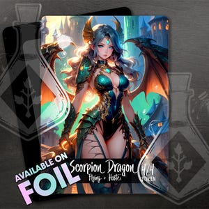 Dragón Escorpión - Volador + Prisa - Ficha para TCG - Arte personalizado completo - Majestad venenosa: Furia del dragón increíblemente hermosa - Anime waifu