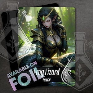 Frog Lizard TOKEN 3/3 - Gorgeous Full Custom Art - Anime Waifu - Wicked Beauty Slithers Through Murky Streams
