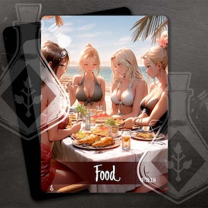 FOOD Token para TCG - Arte personalizada completa - Lindas waifus saindo no jantar - anime - V2