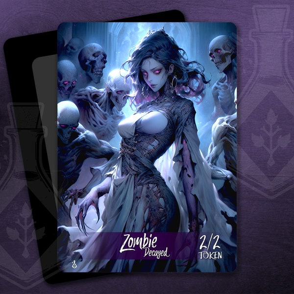 Decayed Zombie Token  for TCG - Gorgeous Full Custom Art -  Scary Crypt Zombie