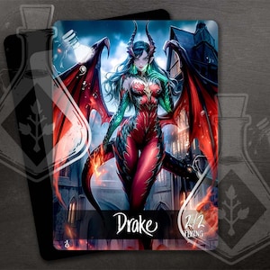 Drake-token voor TCG - Full Custom Art - Prachtige anime-waifu met blauw haar