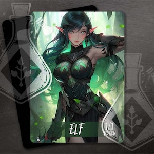Ficha ELF para TCG - Arte personalizado completo - Hermosa ficha guerrero elfo 1/1