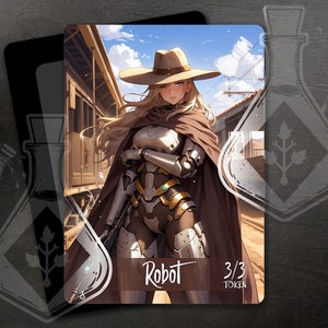 Robot Token para TCG - Arte personalizada completa - Anime Waifu - Future Cowboy: Robotic Gunslinger's Quest for Justice