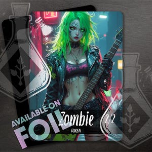Zombie Token - 2/2 für TKG - Wunderschöne Full Custom Art - Wunderschöne Zombie Rebel: Undijing Punk Spirit