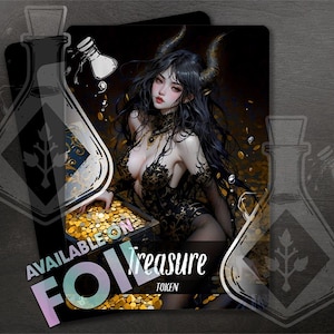 TREASURE TOKEN - Arte personalizada completa - OURO - Anime Waifu Horror - Protetor de demônios encantadores: Defensor da riqueza oculta