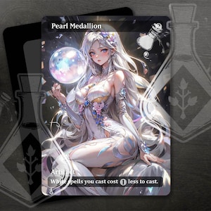Medallón de perlas - Increíble arte personalizado completo alternativo - Diosa de plata, anime waifu