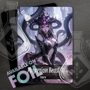 Phyrexian Beast TOKEN 4/4 - Splendida arte completamente personalizzata - Anime Waifu - Splendida bestia biomeccanica: potenza incontra eleganza