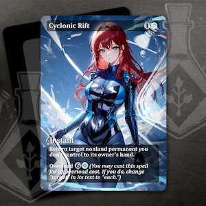Faille cyclonique - Art personnalisé complet alternatif magnifique - Anime waifu tête rouge, tenue bleue V2