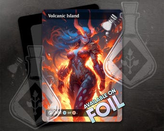 Volcanic Island - Gorgeous Alternate Full Custom Art - Glamorous Sorceress: Master of Fire and Water - Anime waifu