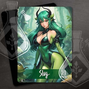 SLUG Token - for TCG - Full Custom Art - Anime Waifu - Spellbinding Femme Sovereign: Ruler of Slimy Royalty