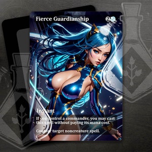Fierce Guardianship  - Gorgeous Alternate Full Custom Art - Amazing waifu mage, Blue power