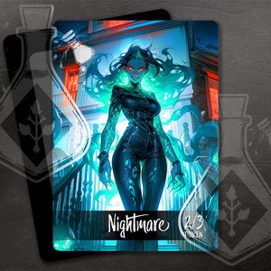 Nightmare Token für TKG - Full Custom Art -Grünes Waifu - Schönes böses Waifu in einem Spukhaus