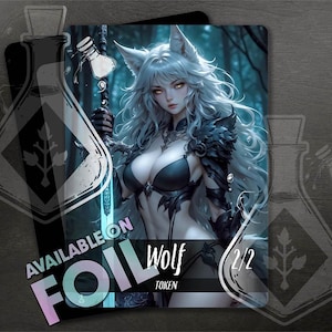 WOLF TOKEN 2/2 - Splendida arte completamente personalizzata - Anime Waifu - Lupo luminoso: guardiano della foresta