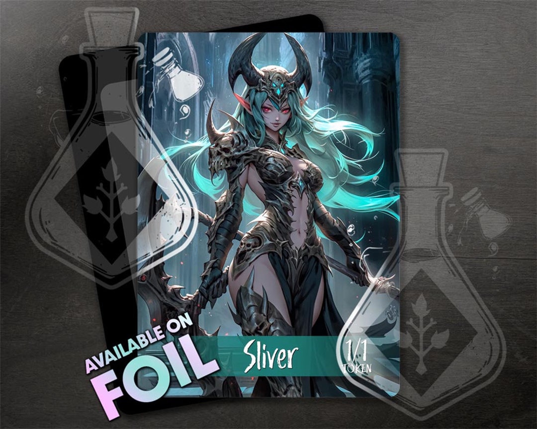 SLIVER Token for TCG - Full Custom Art - Pretty Anime Waifu Blue Hair ...