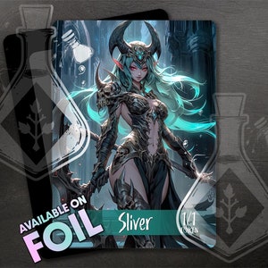 SLIVER Token for TCG - Full Custom Art - Pretty Anime waifu Blue Hair - Scycle