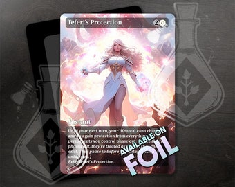 Teferi&#39;s Protection  - Amazing Alternate Full Custom Art - Anime Waifu Gorgeous White Robes Mage