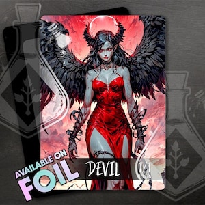 DEVIL TOKEN - Arte personalizado completo - Alas - Token de anime Waifu - Demonio hechizante: seductor, oscuro y misterioso