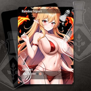 Rakdos Signet - Amazing Alternate Full Custom Art - Red - Waifu version fire in red bikini