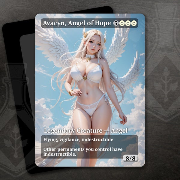 Avacyn, Angel of Hope - Gorgeous Alternate Full Custom Art - White Bikini 3 wing angel