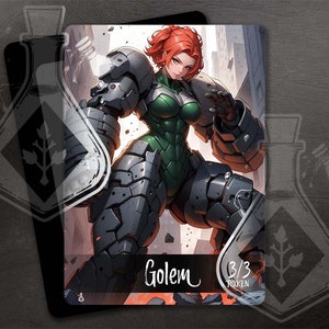 GOLEM-token voor TCG - volledige aangepaste kunst - Waifu-anime, prachtige roodharige sloop